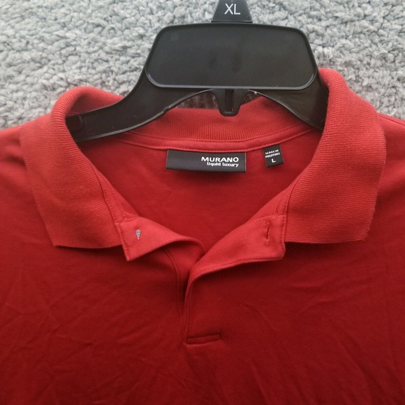 Murano Men's L Liquid Luxury Red Short Sleeve Polo 100% Cotton 47" 27.25" 10" - Picture 2 of 10